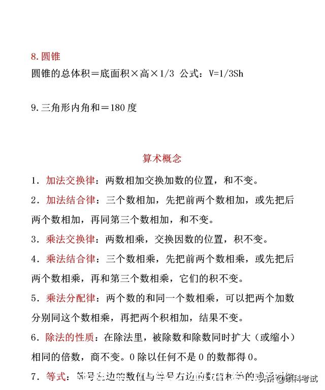 公式大全表格，三角函数公式大全表格（小学1~6年级数学公式表）插图3